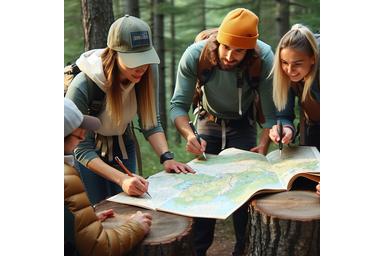 Outdoor wilderness skills workshop with map and compass training