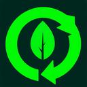 Icon of leaf with recycling arrows